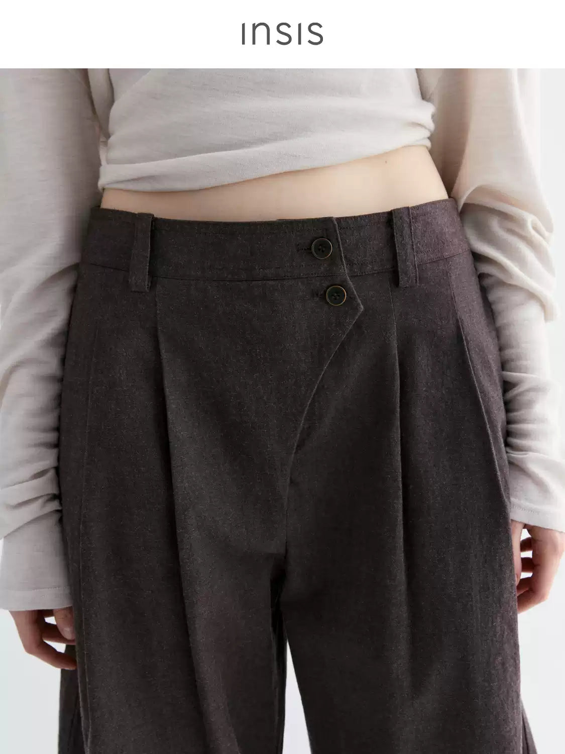 Tiitaa.com × Tiitaa: Offset Lapel Wide Leg Pants(Check Below Same Price With Tmall） runway look in Brown