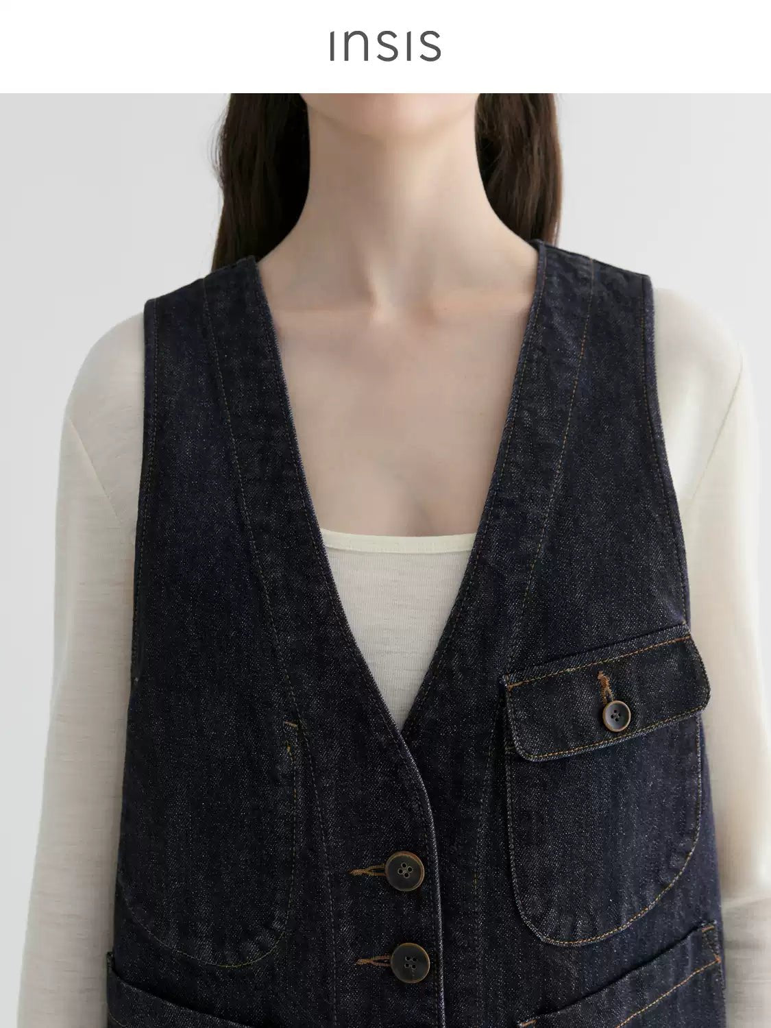 Tiitaa.com × Tiitaa: Multi - pocket Denim Vest(Check Below Same Price With Tmall） runway look in Dark Blue