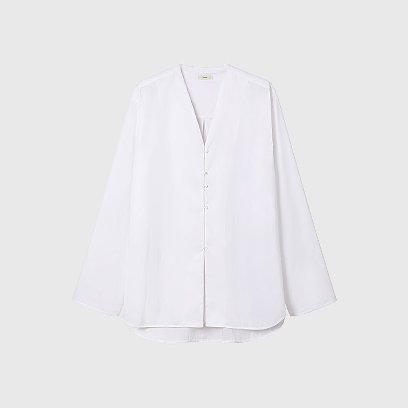 Tiitaa.com × Tiitaa: Modified Chinese V - Neck Long Sleeve Shirt (Check Below Same Price With Tmall） runway look in Black