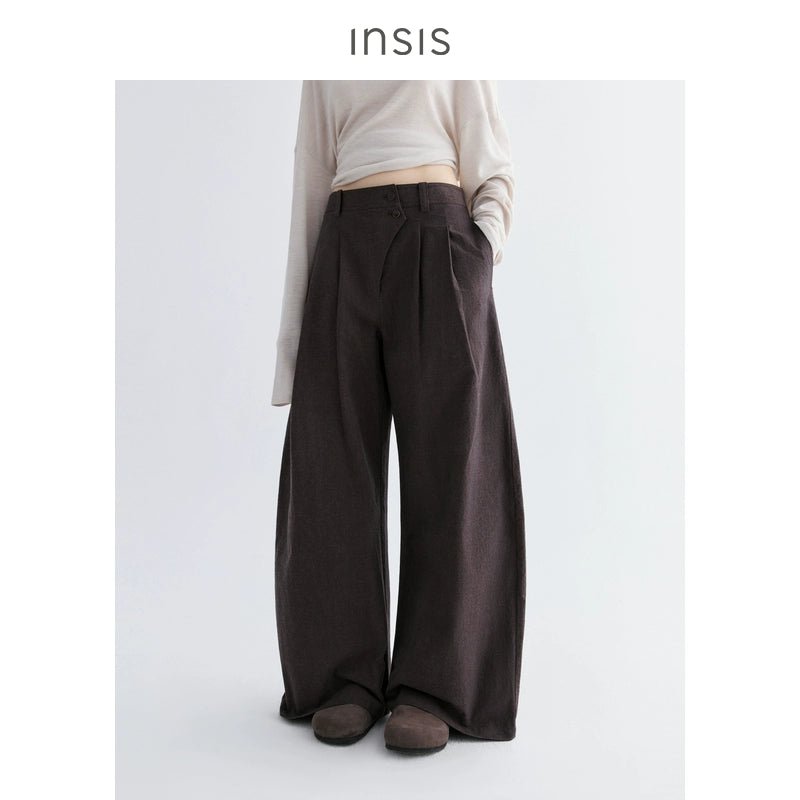 Tiitaa.com × Tiitaa: Offset Lapel Wide Leg Pants(Check Below Same Price With Tmall） runway look in Brown