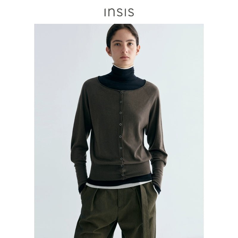 Tiitaa.com × Tiitaa: Boatneck Stacked Sleeve Wool Cardigan(Check Below Same Price With Tmall） runway look in Brown
