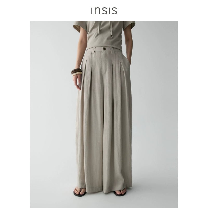 Tiitaa.com × Tiitaa: Wide - leg Pants With Double - pleated Waistband(Check Below Same Price With Tmall） runway look in Vanilla