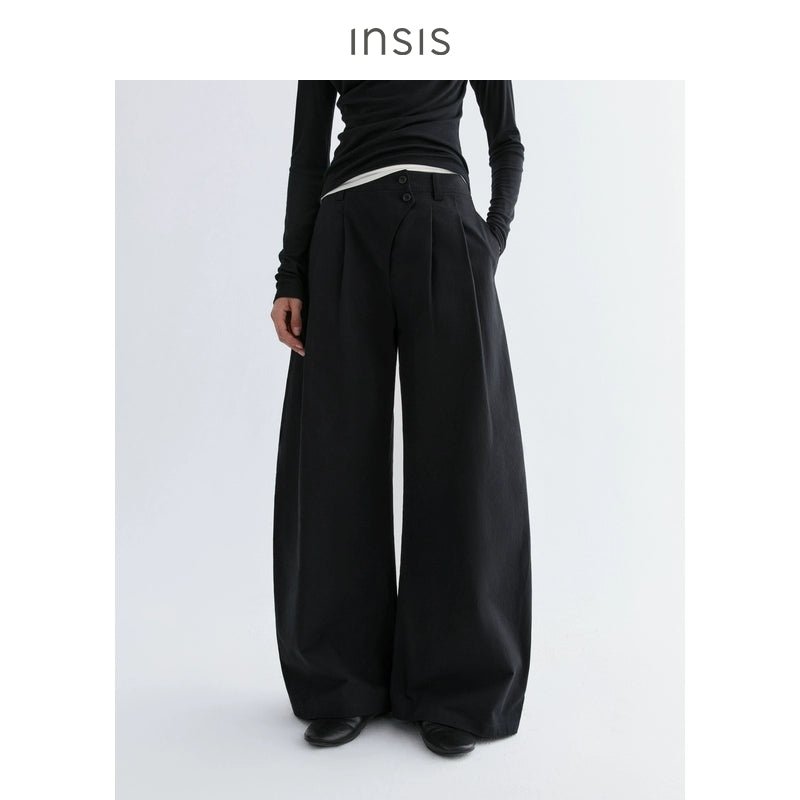 Tiitaa.com × Tiitaa: Offset Lapel Wide Leg Pants(Check Below Same Price With Tmall） runway look in Black