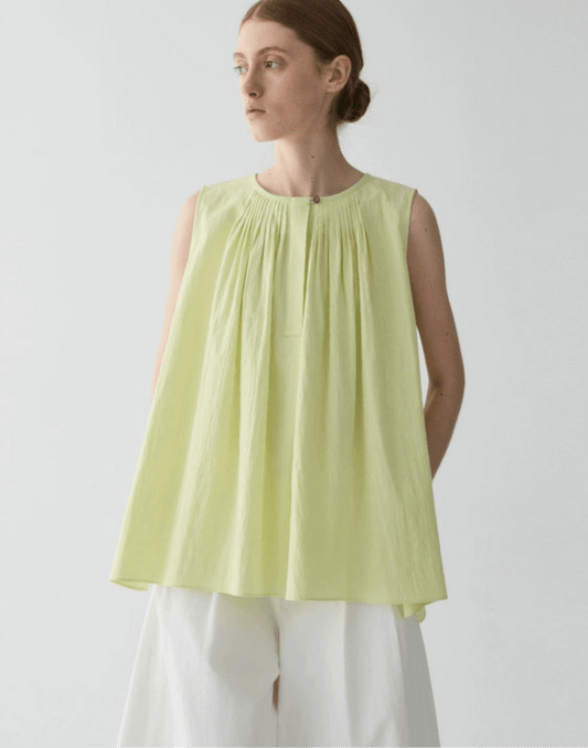 Tiitaa.com × Tiitaa: Half Placket Silhouette Sleeveless Shirt(Check Below Same Price With Tmall） runway look in Yellow