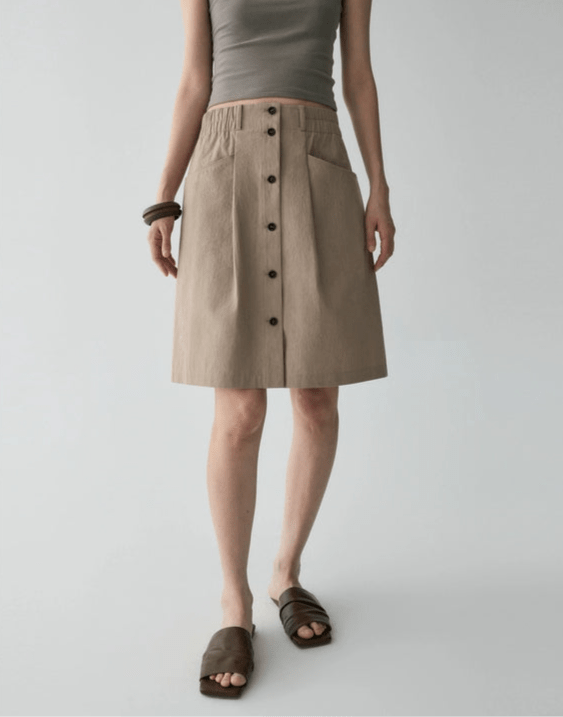 Tiitaa.com × Tiitaa: New Chinese Placket Half - body Dress(Check Below Same Price With Taobao） runway look in Khaki