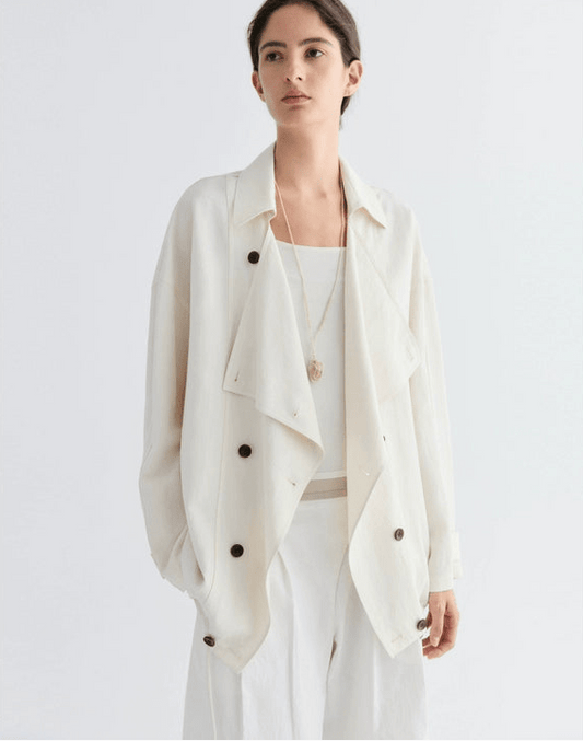 Tiitaa.com × Tiitaa: Lapel Short Trench Coat(Check Below Same Price With Tmall） runway look in White