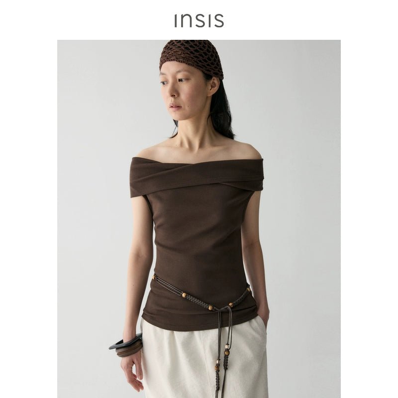 Tiitaa.com × Tiitaa: Twisted One - shoulder T-shirt(Check Below Same Price With Tmall） runway look in Brown
