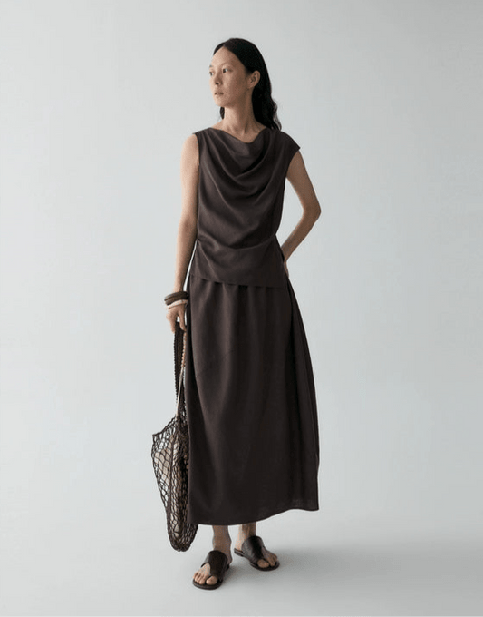 Tiitaa.com × Tiitaa: Fake Two - piece Egg - shaped Dress(Check Below Same Price With Taobao） runway look in Brown