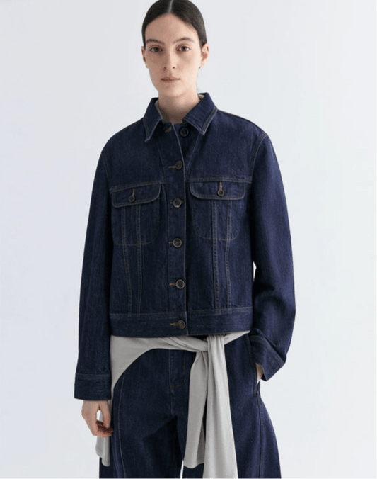 Tiitaa.com × Tiitaa: Short Small Lapel Denim Jacket(Check Below Same Price With Tmall） runway look in Vintage Medium Blue