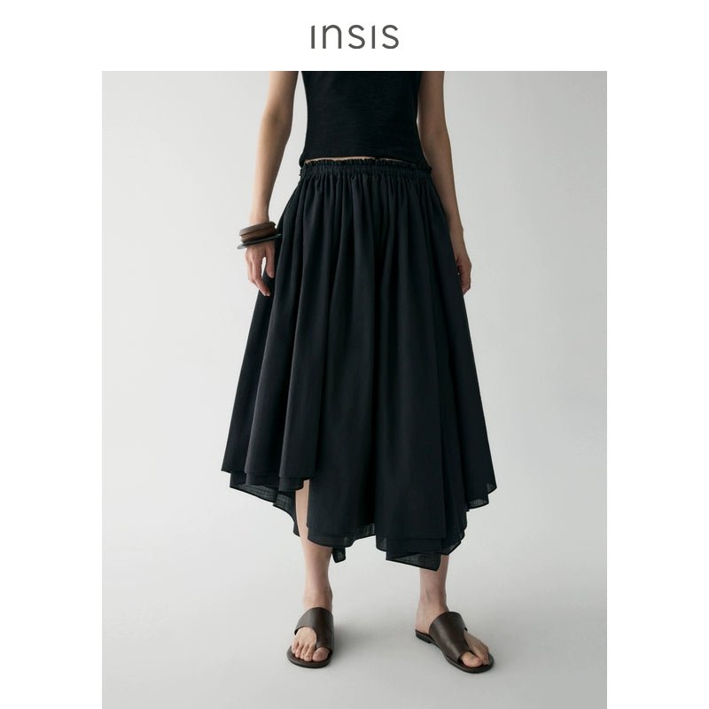 Tiitaa.com × Tiitaa: Irregular Curved Hem Half - body Skirt(Check Below Same Price With Tmall） runway look in Black