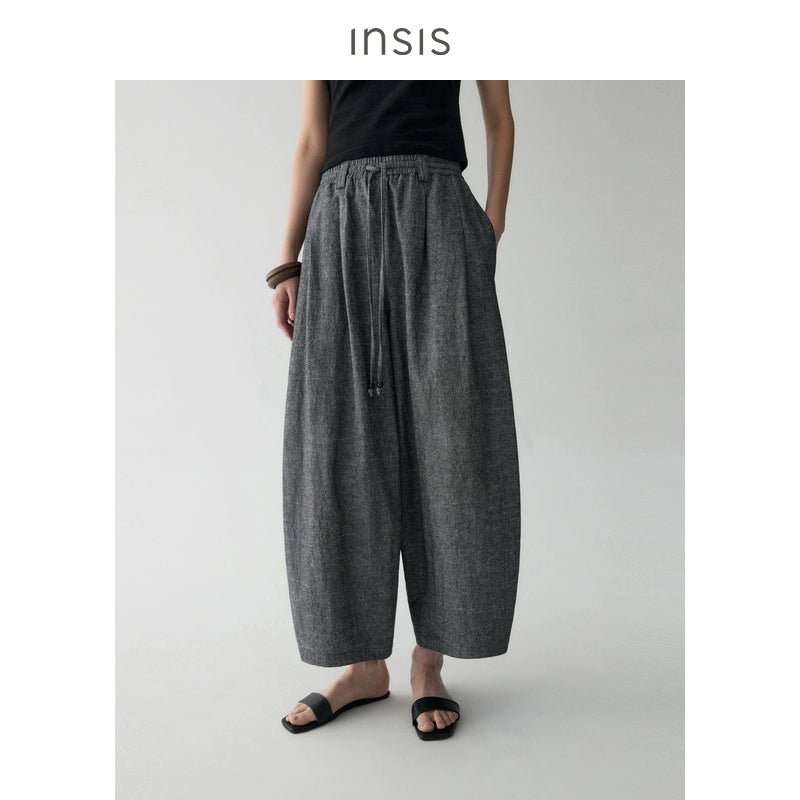 Tiitaa.com × Tiitaa: Drawstring Curved Nine - minute Pants(Check Below Same Price With Tmall） runway look in Gray