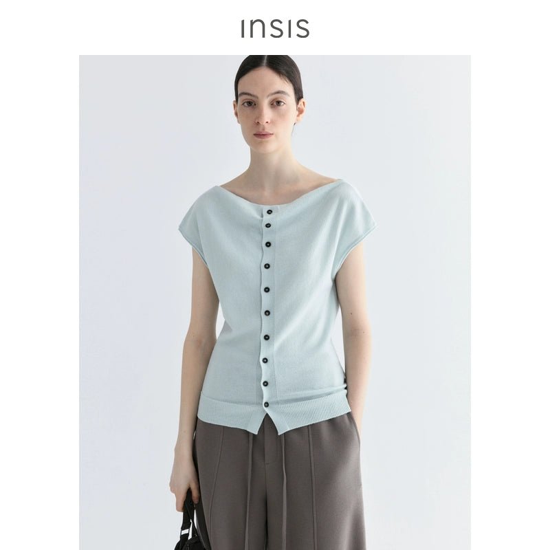 Tiitaa.com × Tiitaa: Flying Sleeve Swing Neck Knit(Check Below Same Price With Tmall） runway look in Blue