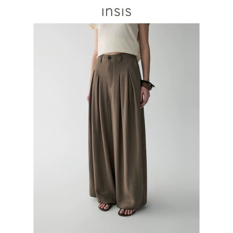 Tiitaa.com × Tiitaa: Wide - leg Pants With Double - pleated Waistband(Check Below Same Price With Tmall） runway look in Brown