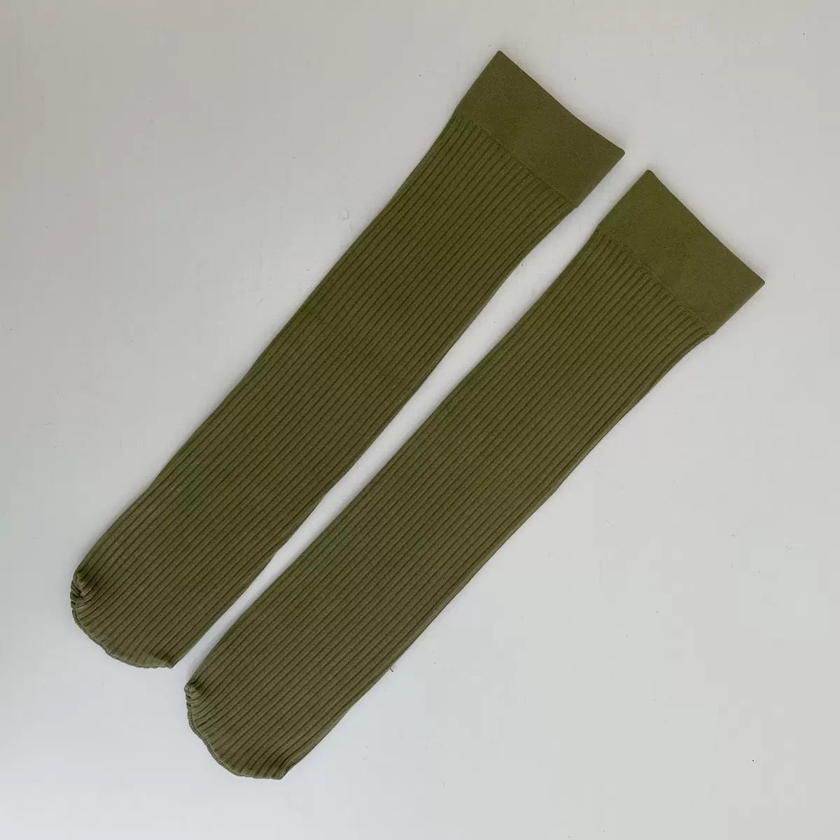 Tiitaa.com × Tiitaa: Basic Vertical Striped Mid - calf Socks runway look in Olive Green