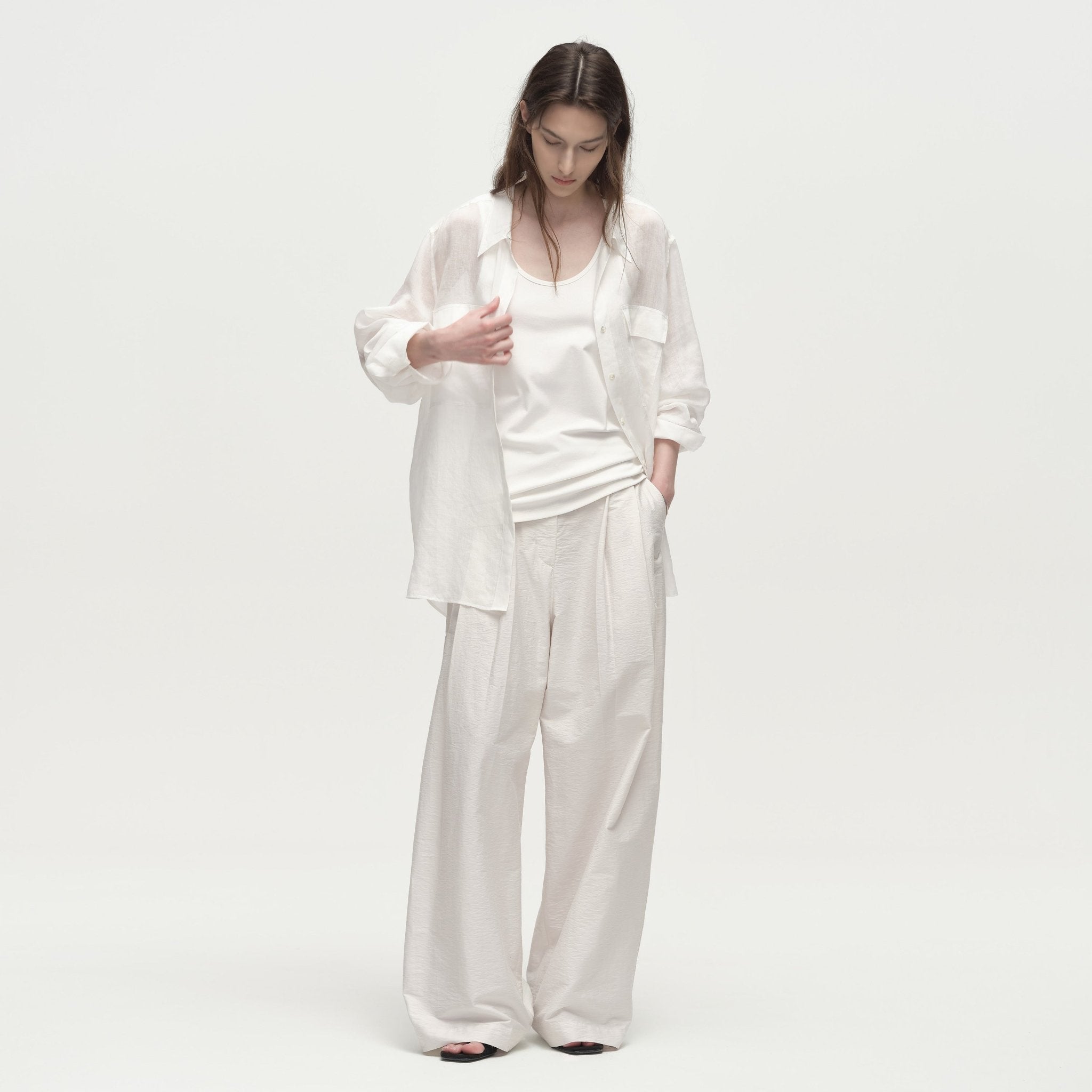 Tiitaa.com × Tiitaa: Wide - leg Casual Pants(Check Below Same Price With Tmall） runway look in Off - white