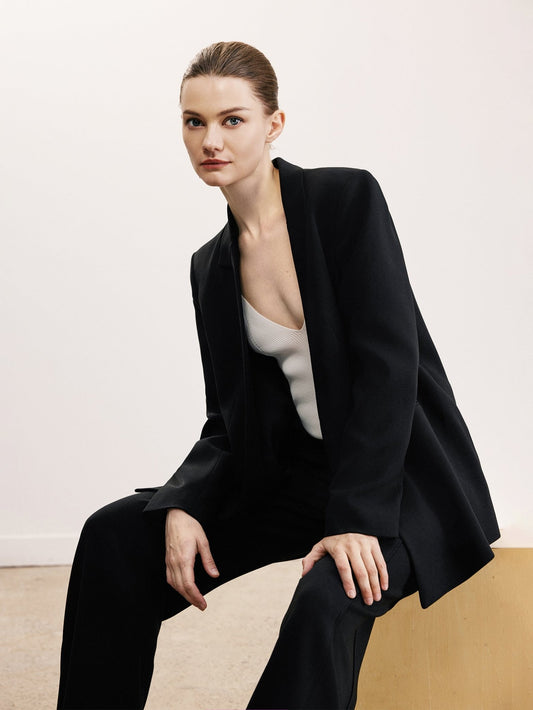 Tiitaa.com × Tiitaa: Acetate Bump Collar Blazer(Check Below Same Price With Taobao） runway look in Black