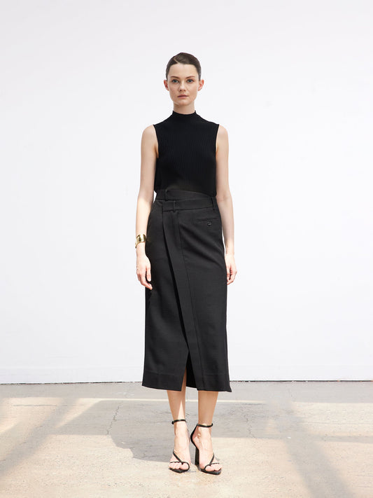 Tiitaa.com × Tiitaa: Asymmetric Wool Blend Black Half Skirt(Check Below Same Price With Taobao） runway look in 6 - 8
