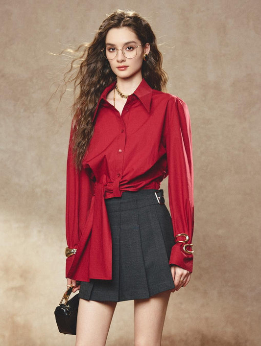 Tiitaa.com × Tiitaa: Bandage Shirt(Check Below Same Price With Taobao） runway look in Red