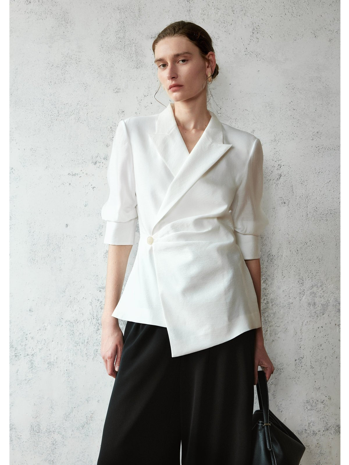 Tiitaa.com × Tiitaa: Bump Collar Seven - quarter Sleeve Blazer(Check Below Same Price With Tmall） runway look in White