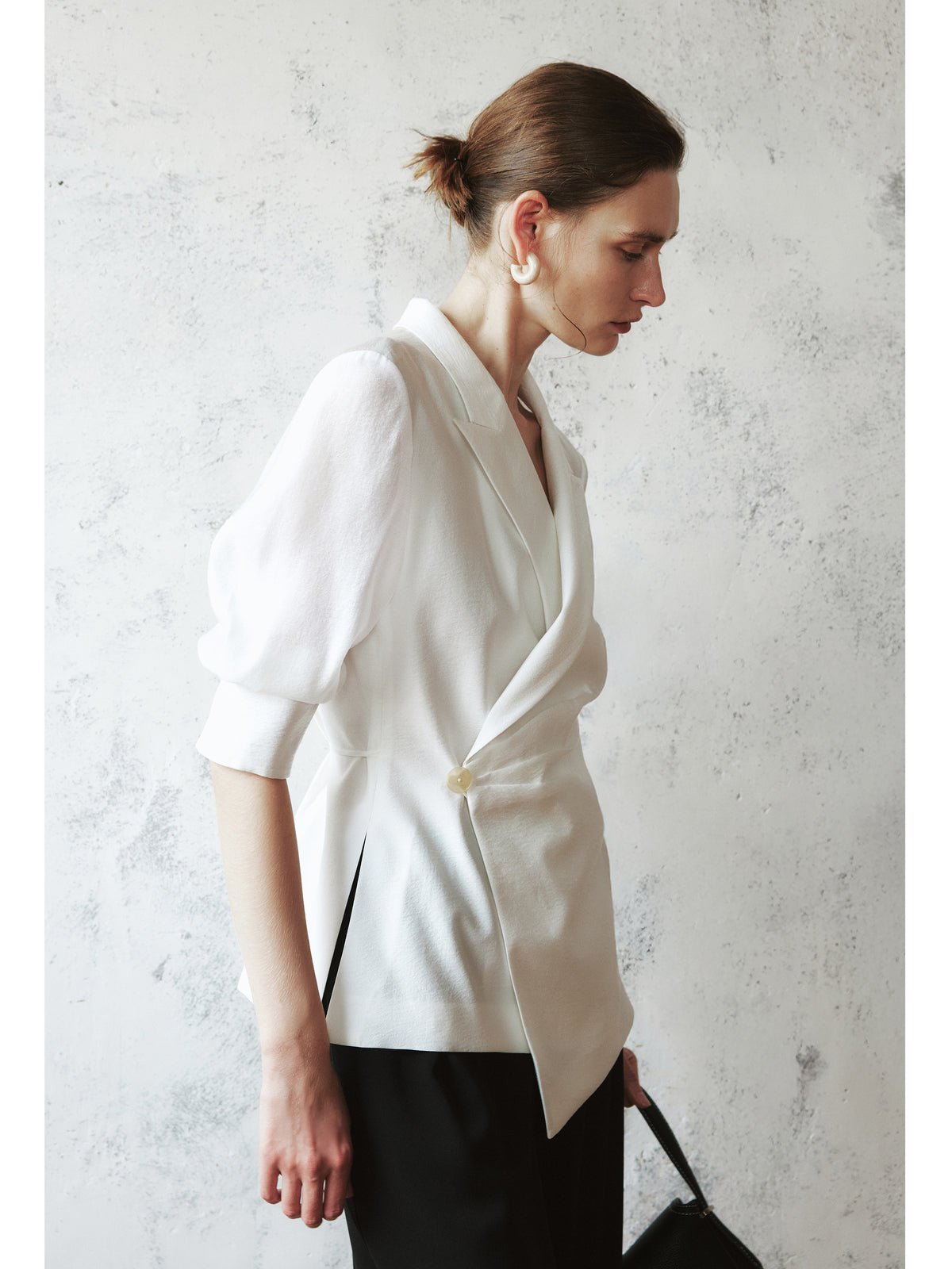 Tiitaa.com × Tiitaa: Bump Collar Seven - quarter Sleeve Blazer(Check Below Same Price With Tmall） runway look in White