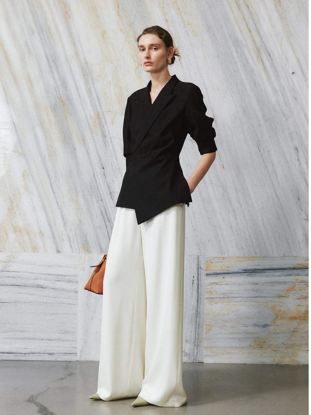 Tiitaa.com × Tiitaa: Bump Collar Seven - quarter Sleeve Blazer(Check Below Same Price With Tmall） runway look in Black