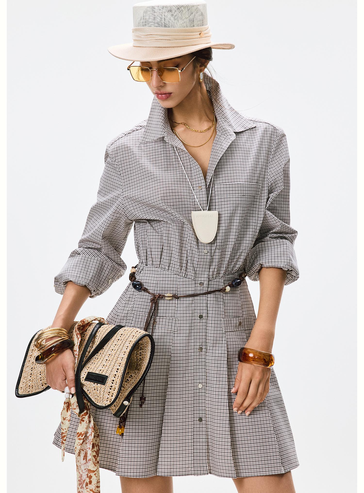 Tiitaa.com × Tiitaa: Classic Lapel Waist Dress(Check Below Same Price With Taobao） runway look in Coffee Plaid