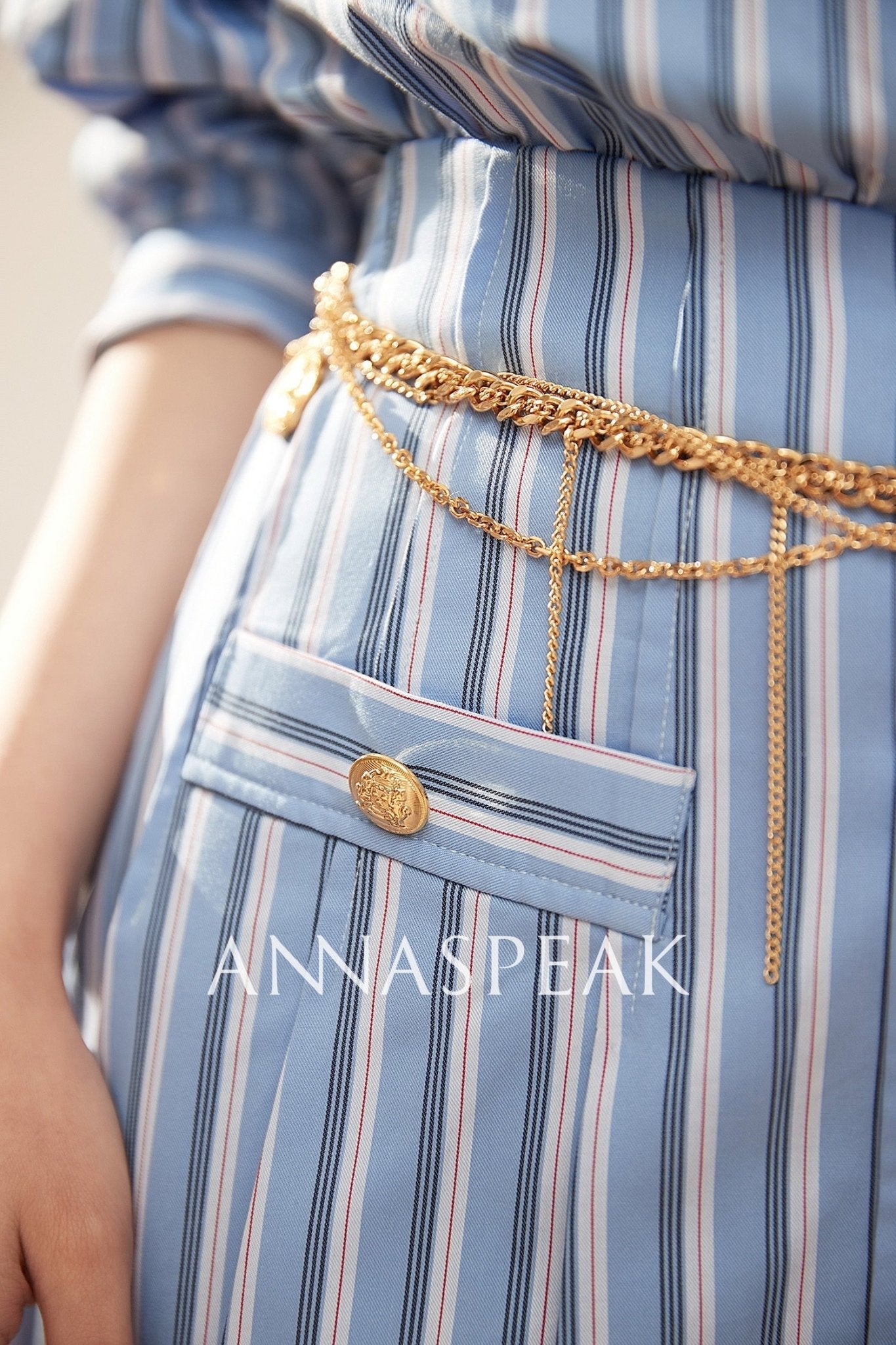 Tiitaa.com × Tiitaa: Classic Lapel Waist Dress(Check Below Same Price With Taobao） runway look in Blue And White Stripes