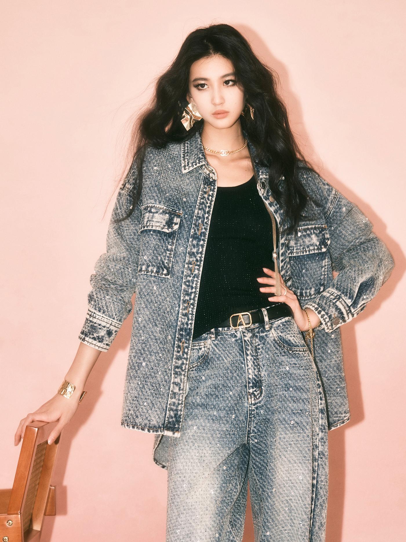 Tiitaa.com × Tiitaa: Cotton Hot Stamped Rhinestone Denim Jacket(Check Below Same Price With Taobao） runway look in 6 - 8