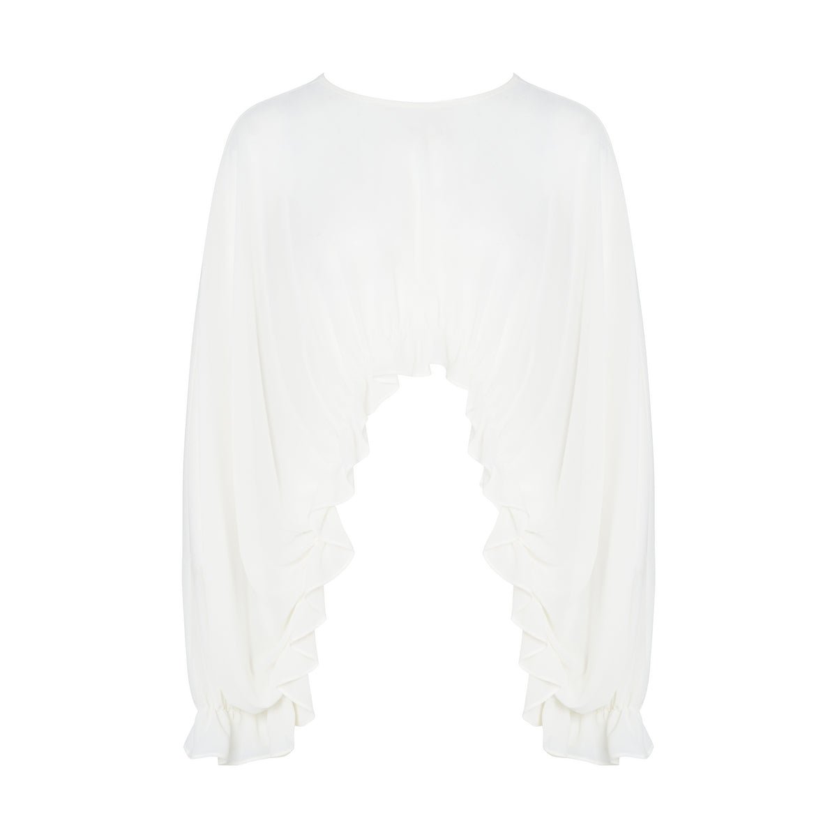 Tiitaa.com × Tiitaa: Textured Ruffled Chiffon Blouse(Check Below Same Price With Tmall） runway look in White