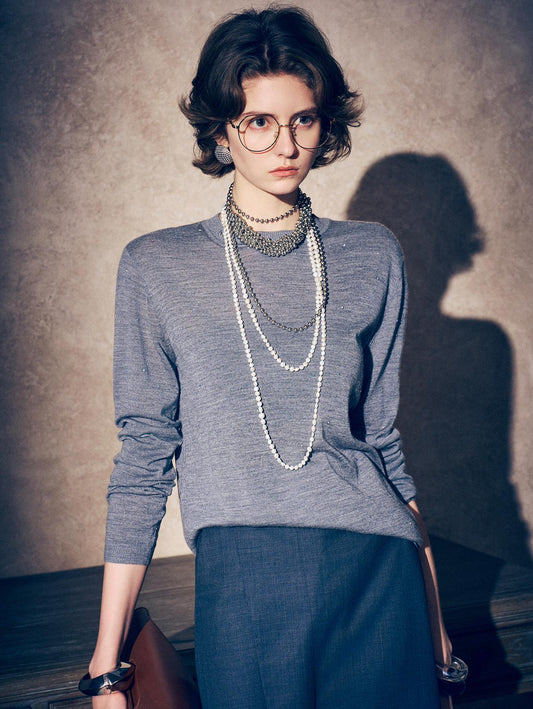 Tiitaa.com × Tiitaa: Diamond - embellished Sweater(Check Below Same Price With Taobao） runway look in Gray