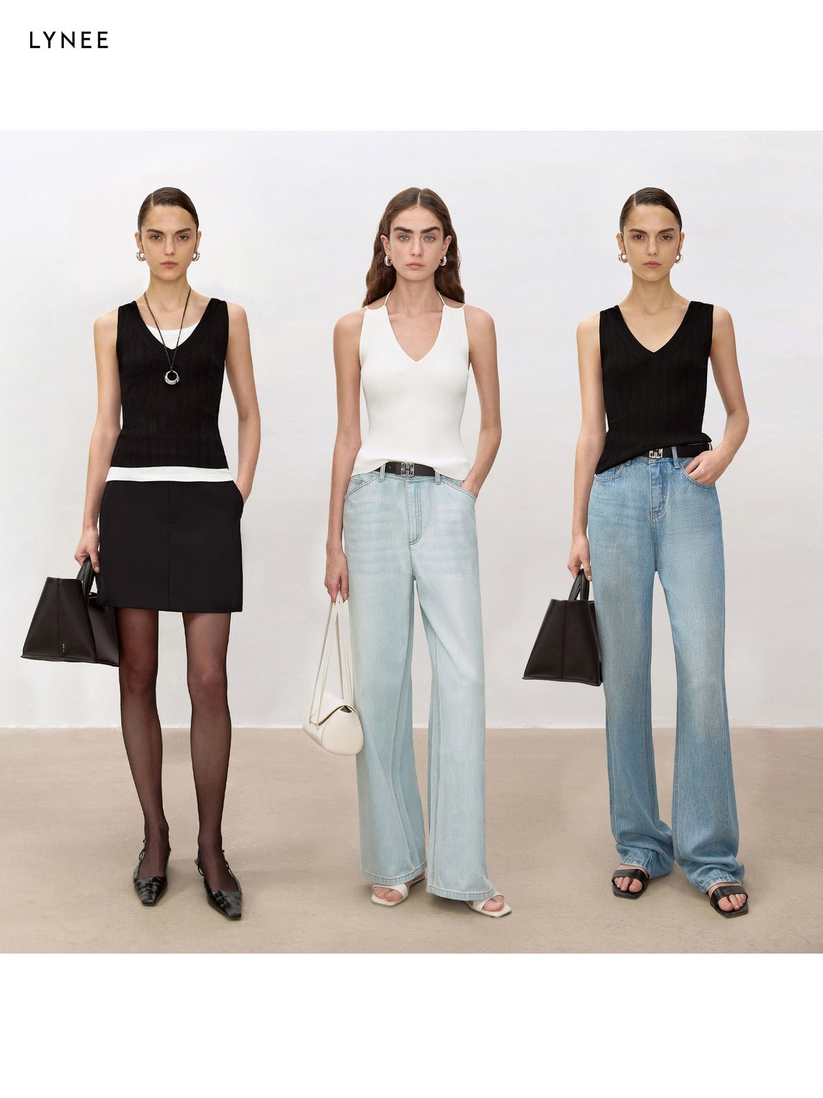 Tiitaa.com × Tiitaa: Double Strap V - Neck Knit Camisole(Check Below Same Price With Tmall） runway look in White