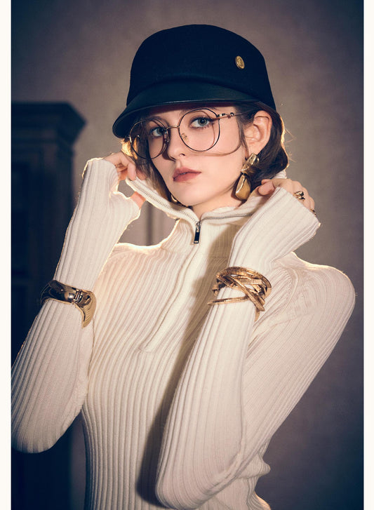 Tiitaa.com × Tiitaa: Half - zip Sweater(Check Below Same Price With Taobao） runway look in White