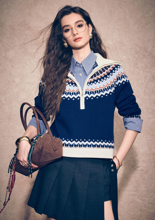 Tiitaa.com × Tiitaa: Lapel Wwool Sweater(Check Below Same Price With Taobao） runway look in Blue