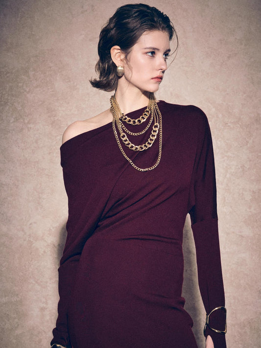 Tiitaa.com × Tiitaa: One Neck Knit Dress(Check Below Same Price With Taobao） runway look in Andorra Red