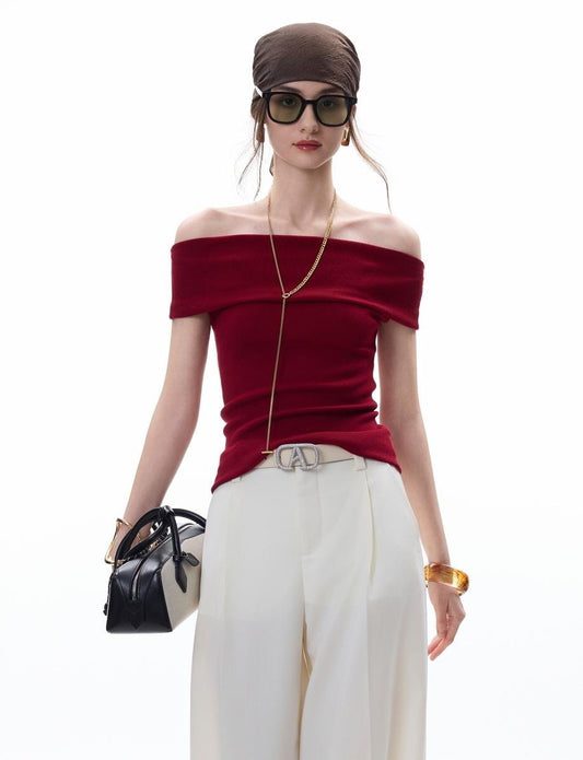 Tiitaa.com × Tiitaa: One - shoulder Sweater(Check Below Same Price With Taobao） runway look in Red