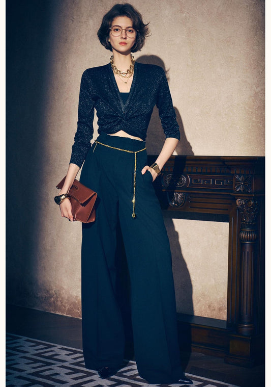 Tiitaa.com × Tiitaa: Raw - edged Wide - leg Pants(Check Below Same Price With Taobao） runway look in Black