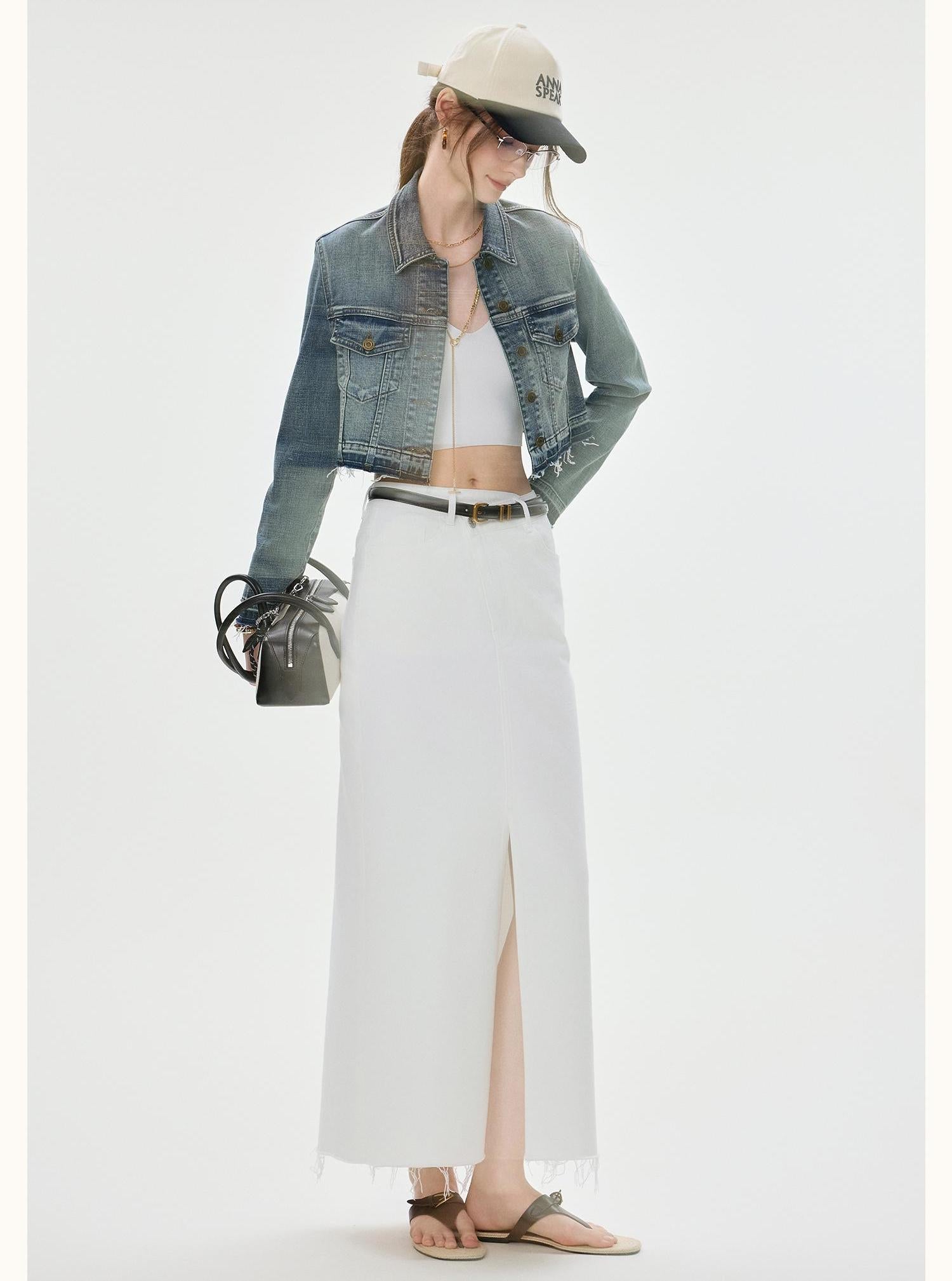 Tiitaa.com × Tiitaa: Slit Denim Skirt(Check Below Same Price With Taobao） runway look in White