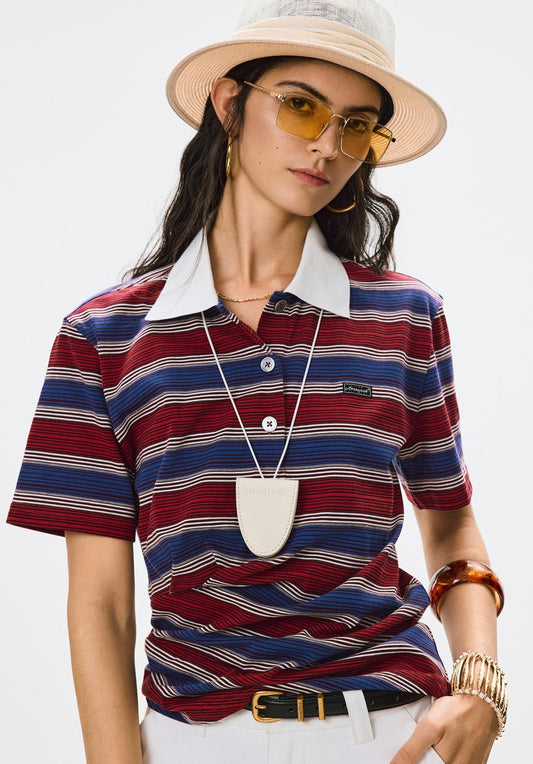 Tiitaa.com × Tiitaa: Striped Knitted T-shirt(Check Below Same Price With Taobao） runway look in Red