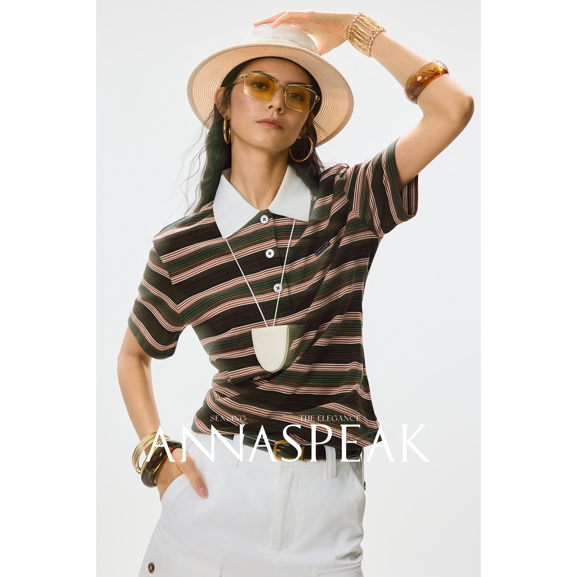 Tiitaa.com × Tiitaa: Striped Knitted T-shirt(Check Below Same Price With Taobao） runway look in Brown