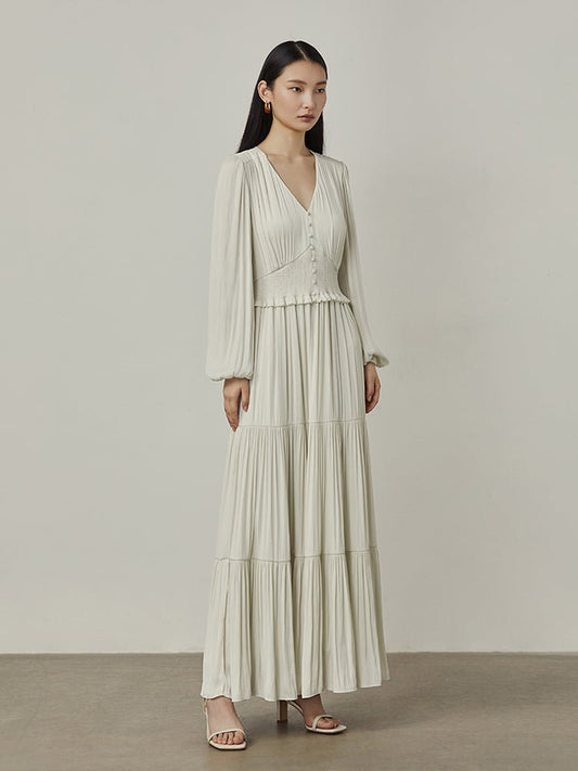 Tiitaa.com × Tiitaa: V - Neck Draped Dress(Check Below Same Price With Tmall） runway look in White
