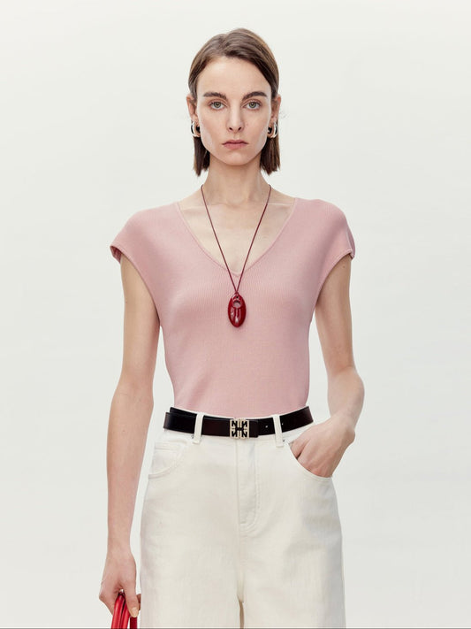 Tiitaa.com × Tiitaa: V - neck Pullover Knit Undershirt(Check Below Same Price With Tmall） runway look in Pink